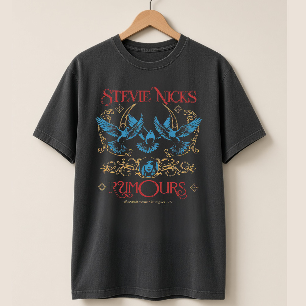 Stevie Nicks Rumours Silver Night Records Los Angeles 1977 Blue Birds T-Shirt
